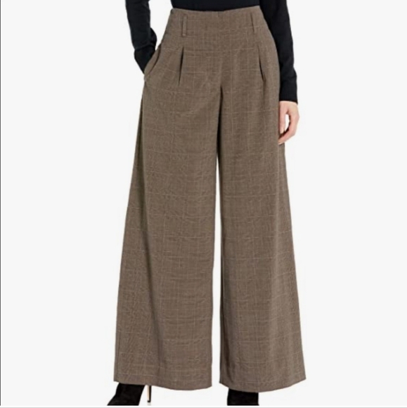 NWT Max Studio Glen Plaid Wide Leg Flare Pants